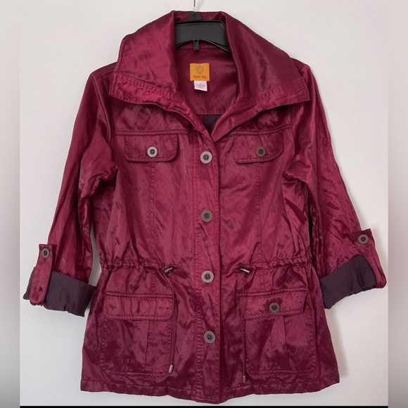 Ruby Rd Metallic NWOT Cranberry Red Button Front Jacket Drawstring Waist Size 16 - Picture 3 of 10
